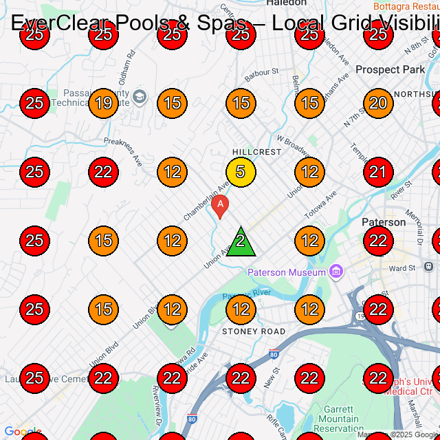 EverClear Pools & Spas GeoGrid visibility map for Swimming Pool Contractor in North Haledon